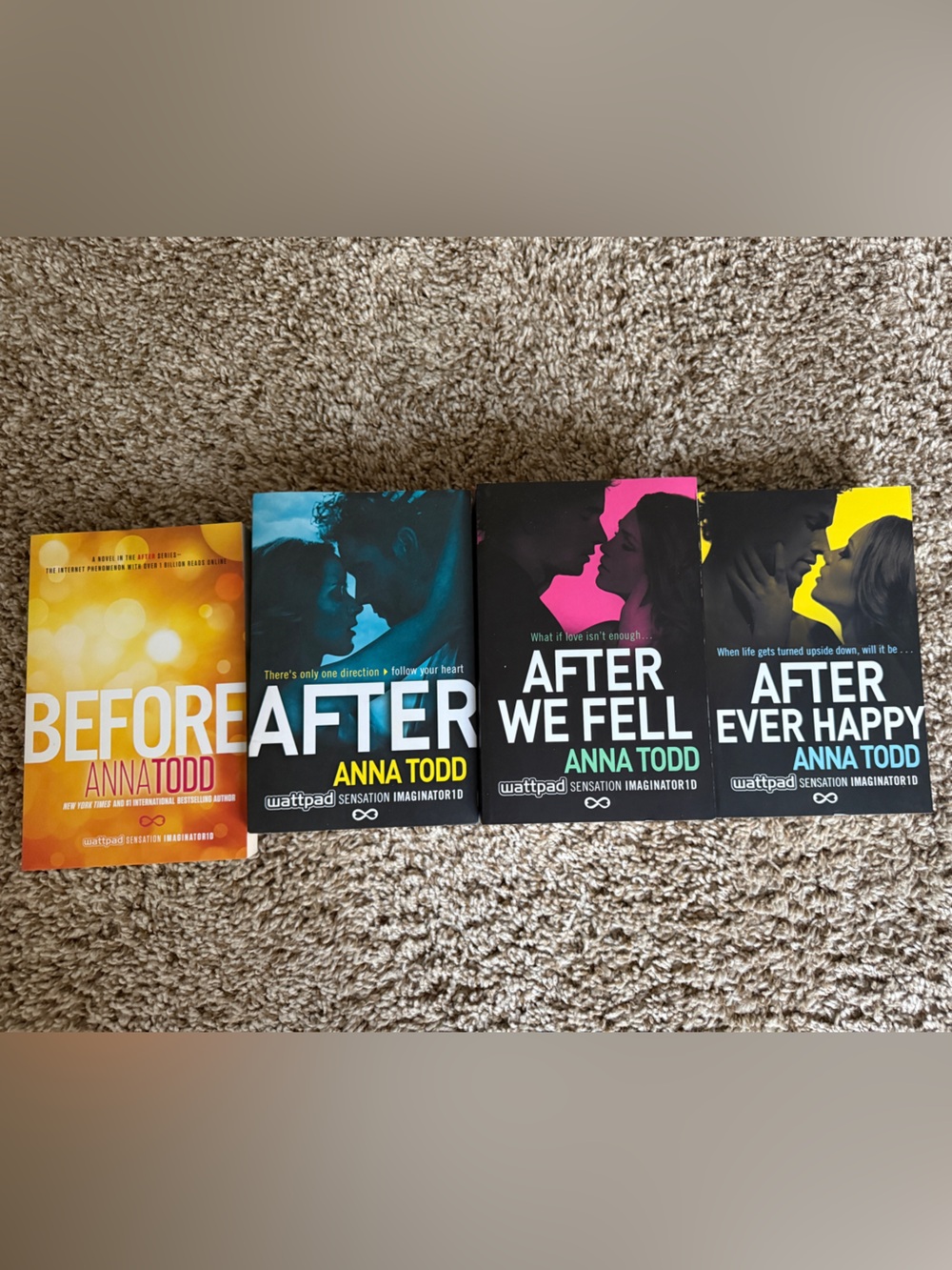 Anna Todd After Series Paperback Set - Yellow, Teal, Pink, Black Covers
